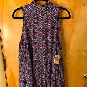 Mock Neck sleeveless dress with deep open back NWT